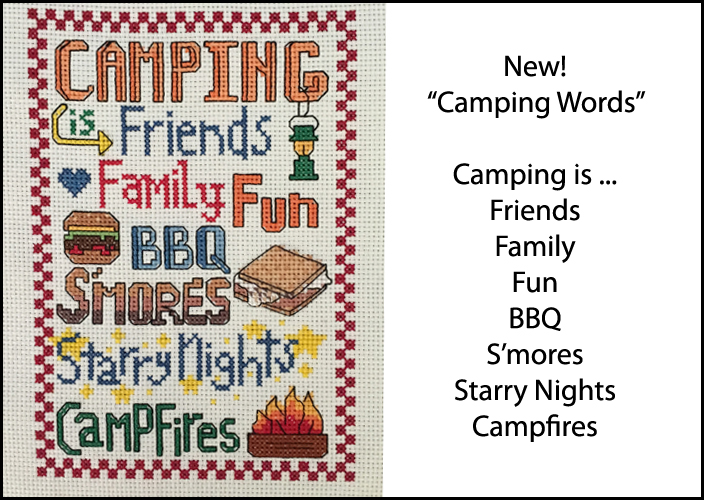 New Camping Cross Stitch Design – “Camping Words”
