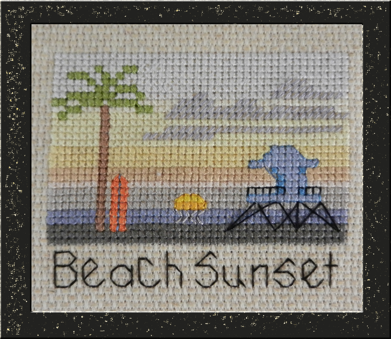 beach sunset cross stitch pattern