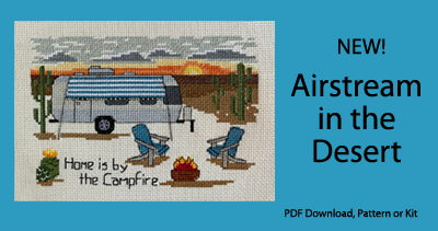Airstream in the Desert Cross Stitch Design