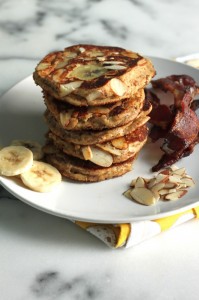 almond banana and ricotta pancakes