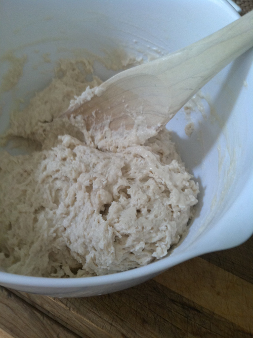 mixing the dough for beer bread