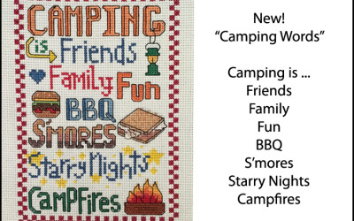 New Camping Cross Stitch Design – “Camping Words”