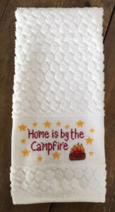 Home is by the Campfire towell cross stitch pattern