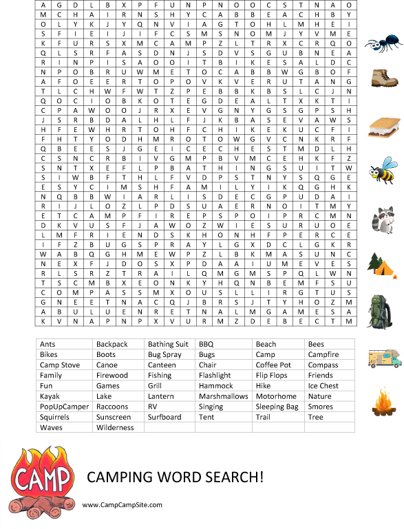 camping word search