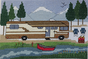 class a camping by the river cross stitch pattern
