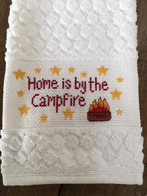 Home is by the Campfire towell cross stitch pattern